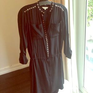 Rebecca Taylor tie waist silk dress with grommets